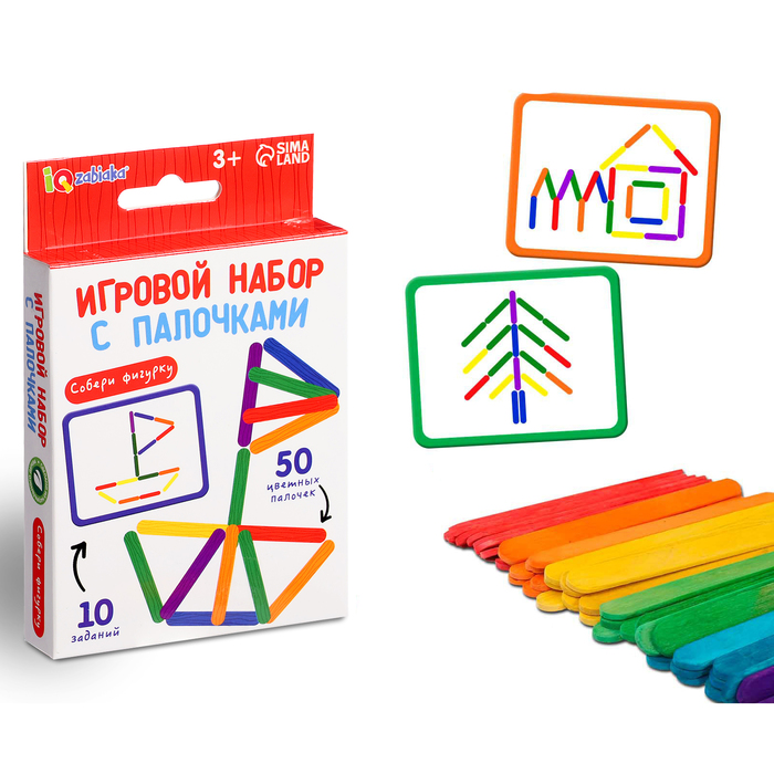 Игровой набор с палочками «Собери фигурку», по методике Монтессори, уценка - Фото 1