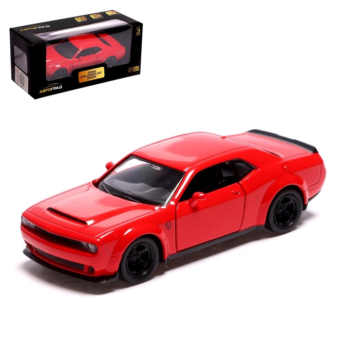 Уценка Машина металлическая DODGE CHALLENGER SRT DEMON, 1:32, инерция, цвет красный - Фото 1