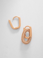 Серьги со стразами XUPING леди, мини, белые в розовом золоте - Фото 5