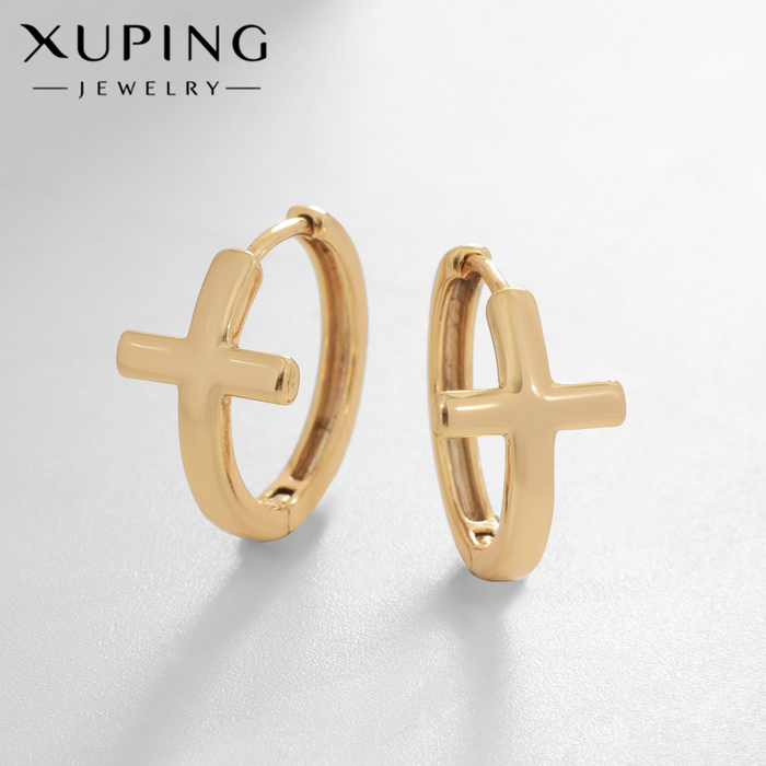 

Серьги-кольца XUPING круглый крест, цвет золото, d=2 см