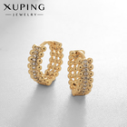 Серьги-кольца XUPING кольцо с бусинами, цвет белый в золоте, d=1,3 cм - фото 6296406
