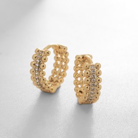 Серьги-кольца XUPING кольцо с бусинами, цвет белый в золоте, d=1,3 cм