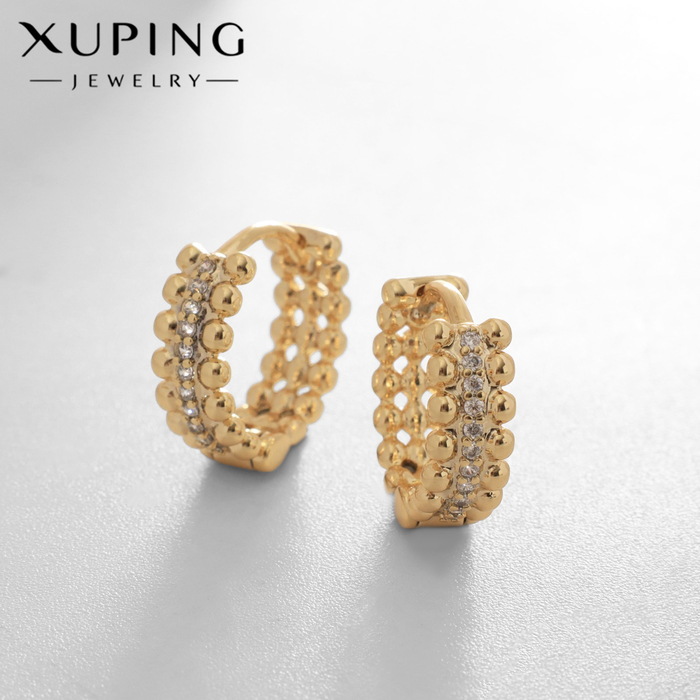 

Серьги-кольца XUPING кольцо с бусинами, цвет белый в золоте, d=1,3 cм