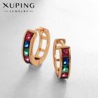 Серьги-кольца XUPING радуга, цветные в золоте, d=1,5 см - фото 321798509