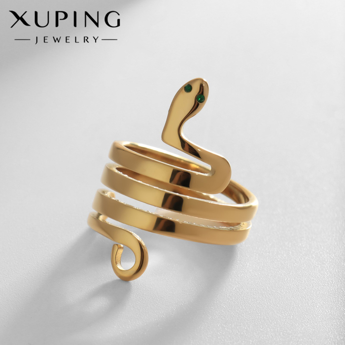 Кольцо XUPING змея искушения, цвет зелёный в золоте размер 17 - Фото 1