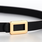 Ремень женский тонкий, 110×1.6 см, прямоугольная пряжка металл, золотистая, чёрный - Фото 7