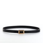 Ремень женский тонкий, 110×1.6 см, прямоугольная пряжка металл, золотистая, чёрный - Фото 4