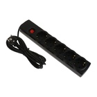 Сетевой фильтр Luazon Lighting, 5 розеток, 3 м, 3500 Вт, 3×1 мм2, 16 A, 220 В, c предохранителем, черный - Фото 4