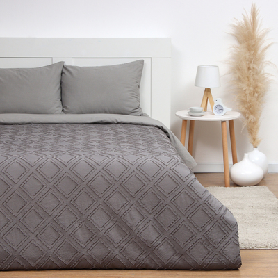 Покрывало евро LoveLife «Tufting: Ромб», 200×230±5 см, микрофайбер, серое