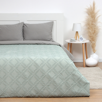 Покрывало 1.5-спальное LoveLife «Tufting: Ромб», 150×220±5 см, микрофайбер, зелёное