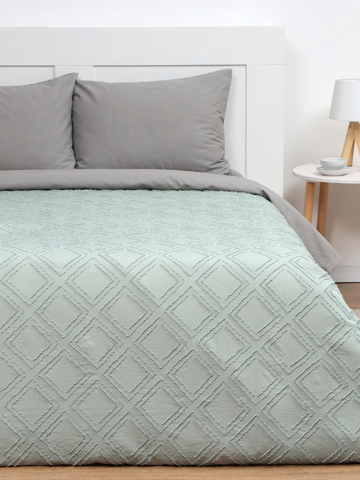 Покрывало 1.5-спальное LoveLife «Tufting: Ромб», 150×220±5 см, микрофайбер, зелёное - Фото 1