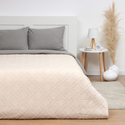 Покрывало 1.5-спальное LoveLife «Tufting: Ромб», 150×220±5 см, микрофайбер, бежевое