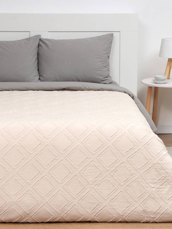 Покрывало 1.5-спальное LoveLife «Tufting: Ромб», 150×220±5 см, микрофайбер, бежевое - Фото 1