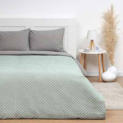 Покрывало евро макси LoveLife «Tufting: Квадрат», 240×230±5 см, микрофайбер, зелёное