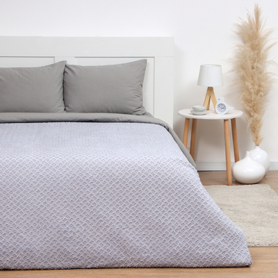 Покрывало евро LoveLife «Tufting: Квадрат», 240×230±5 см, микрофайбер, серо-сиреневое