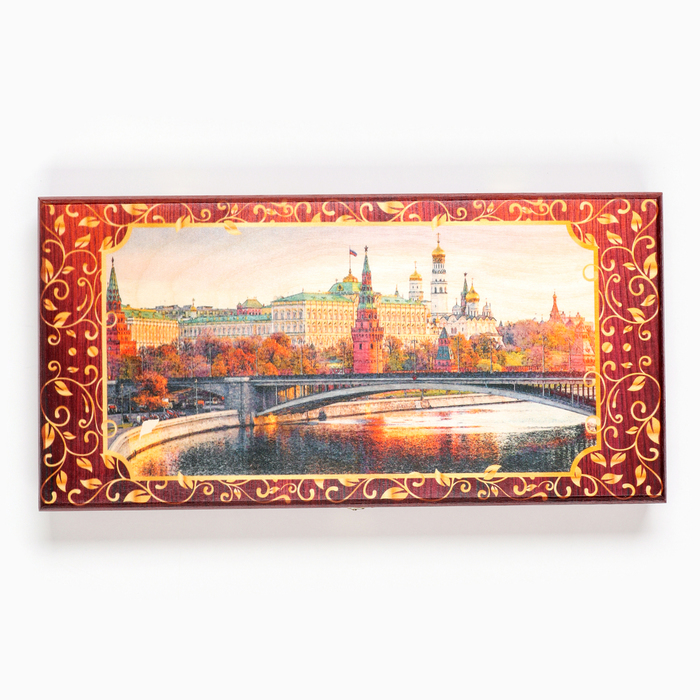 Нарды деревянные большие, настольная игра "Москва", 40 х 40 см, с шашками - Фото 1