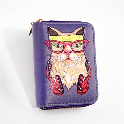 Кошелёк детский Выбражулька Cool cat, на молнии, фиолетовый