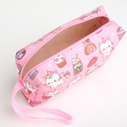 Косметичка дорожная на молнии, с ручкой, розовая - Фото 3