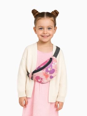 Сумка поясная детская для девочки на молнии, коралловая  (артикул 10487967)  большой выбор товаров оптом и в розницу по низким ценам с доставкой