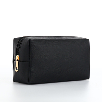 Косметичка женская на молнии, маленькая, объёмная, на подкладке, чёрная