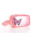 Косметичка ПВХ матовая Бабочка, 21*7*12, отд на молнии пл40, розовый - фото 321799652