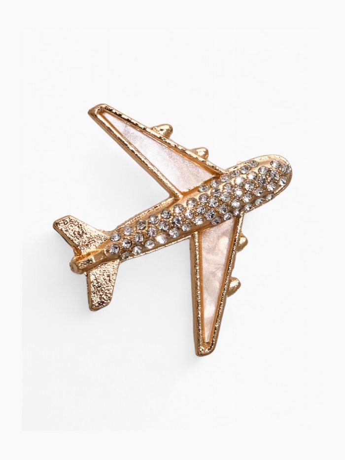 Брошь «Самолёт», цвет белый в золоте - Фото 1