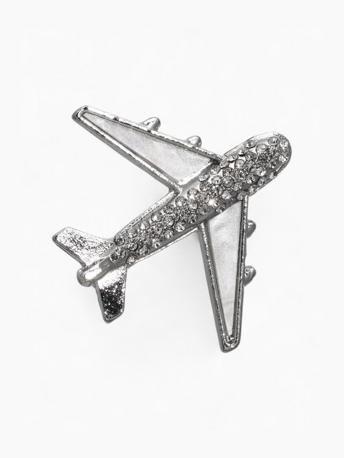 Брошь «Самолет», цвет белый в серебре - Фото 1