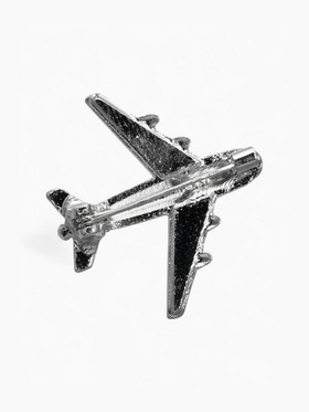 Брошь «Самолет», цвет белый в серебре