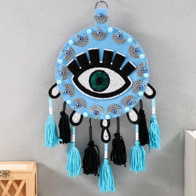 Ловец снов амулет от сглаза «Око», голубой, 22×48 см
