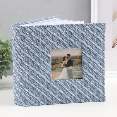Фотоальбом на 200 фото 10×15 см кожзам «Багетная текстура», бумажные листы, синий, 5×23×22 см