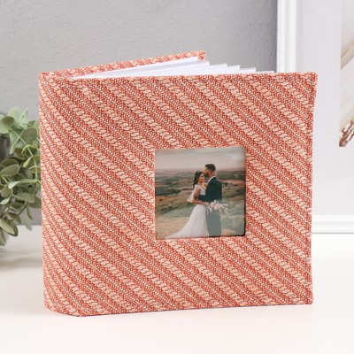 Фотоальбом на 200 фото 10×15 см кожзам «Багетная текстура», бумажные листы, коричневый, 5×23×22 см