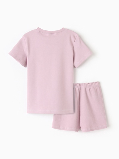 Пижама для девочки (футболка, шорты) KAFTAN: Love, лиловая, размер 30 (98-104 см)