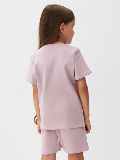 Пижама для девочки (футболка, шорты) KAFTAN: Love, лиловая, размер 30 (98-104 см)