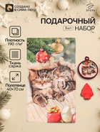 Полотенце кухонное с прихваткой и формой для выпечки «Этель. Счастливы вместе», полотенце 40×70 см - Фото 1