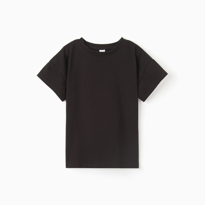 Футболка детская со спущенным плечом, цвет чёрный, рост 140 см