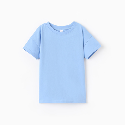 Футболка детская со спущенным плечом, цвет голубой, рост 116 см