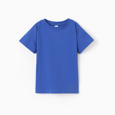 Футболка детская со спущенным плечом, синяя, рост 128 см