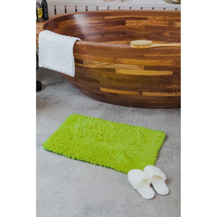 Коврик для ванной прямоугольный «Пушистик», 50×80 см, цвет зелёный - Фото 1