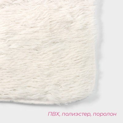 Коврик для ванной прямоугольный Доляна «Пушистик», 49×79 см, цвет белый - Фото 1