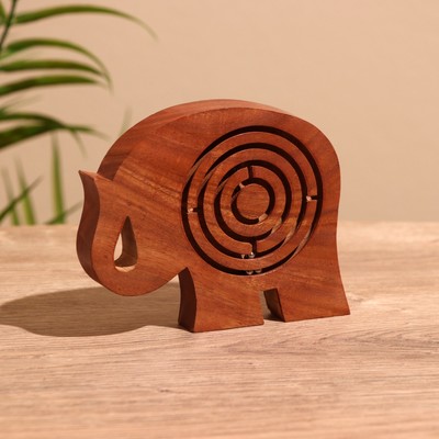 Головоломка - лабиринт «Слон», 13×10 см, дерево шишам