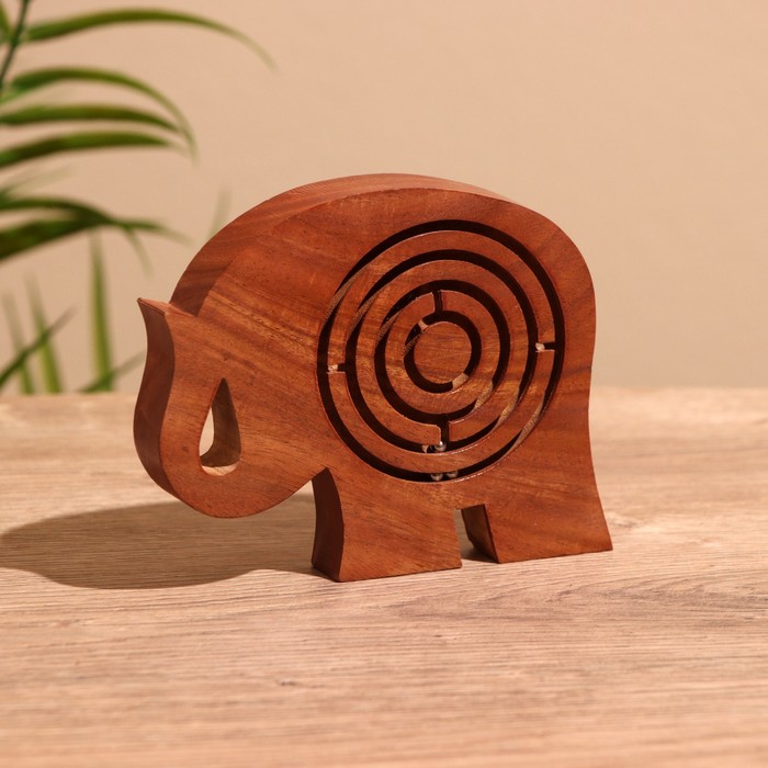 Головоломка-лабиринт «Слон», 13×10 см, дерево шишам - Фото 1