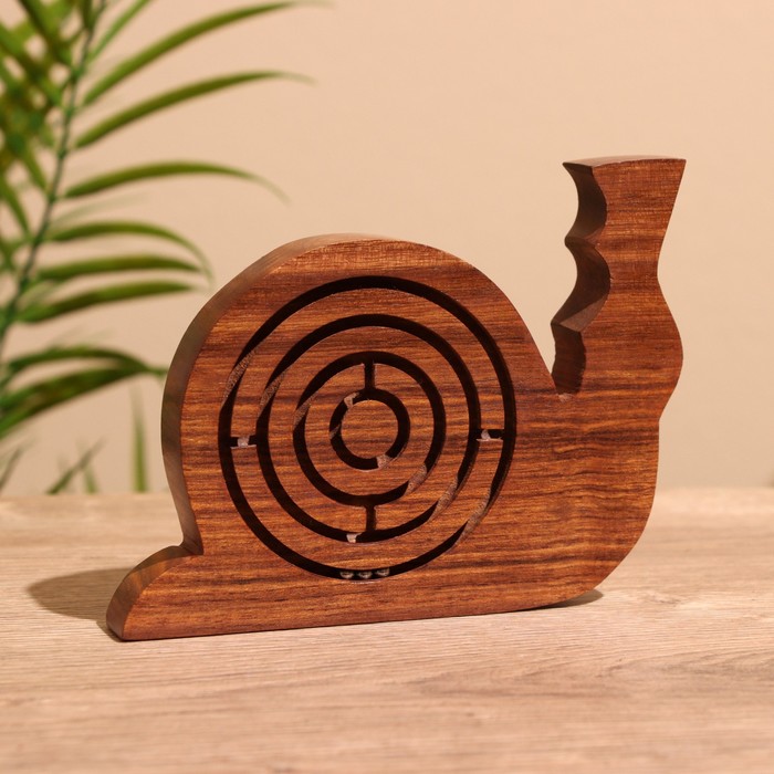 Головоломка-лабиринт «Улитка», 14×11 см, дерево шишам - Фото 1