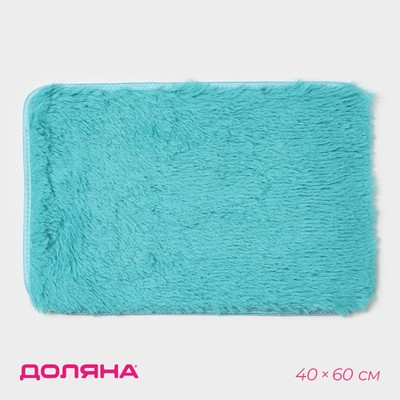 Коврик для ванной и туалета Доляна «Пушистик», 40×60 см, цвет голубой