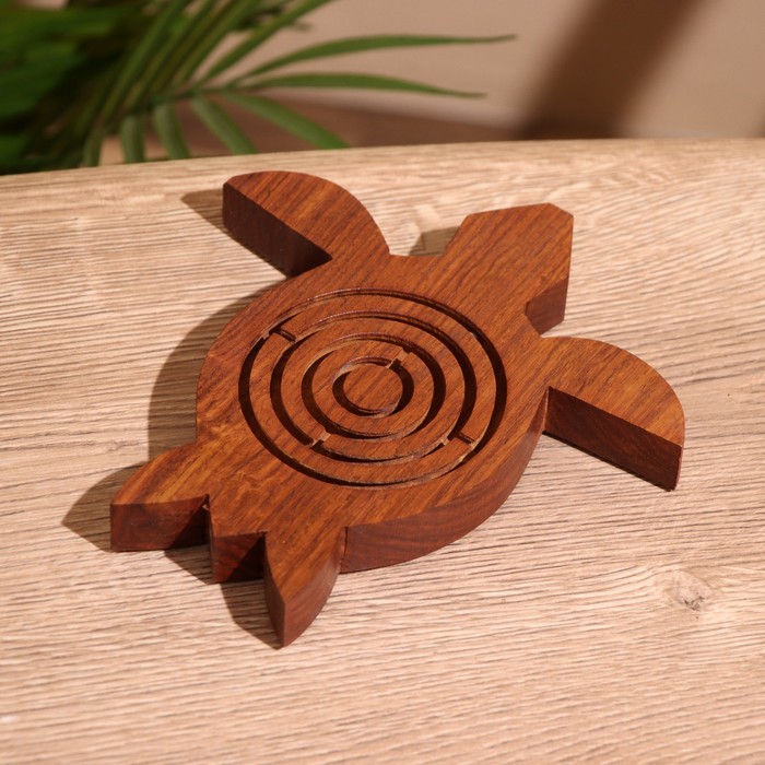 Головоломка-лабиринт «Черепашка», 15×15 см, дерево шишам - Фото 1