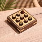 Игра настольная «Крестики-нолики», 10×10 см, дерево шишам, латунь - Фото 2