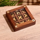 Игра настольная «Крестики-нолики», 13×13 см, манговое дерево, латунь - Фото 2