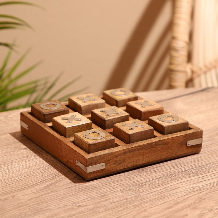 Игра настольная «Крестики-нолики», 17×17 см, манговое дерево, сталь - Фото 1