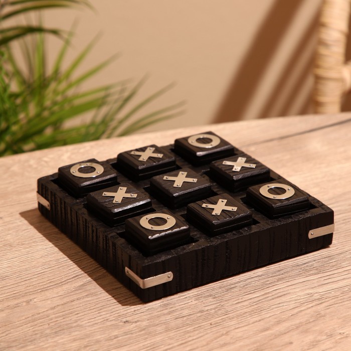 Игра настольная «Крестики-нолики», 17×17 см, манговое дерево, сталь - Фото 1