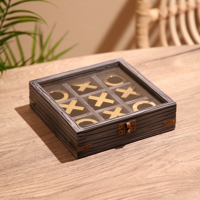 Игра настольная «Крестики-нолики», 18×18 см, манговое дерево, латунь