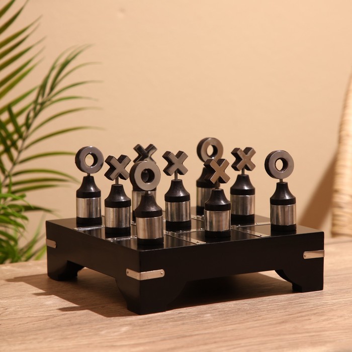 Игра настольная «Крестики-нолики», 20×20 см, манговое дерево, сталь - Фото 1
